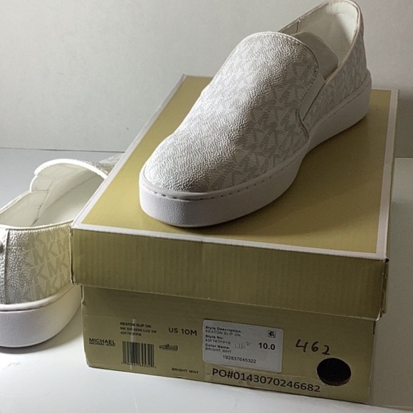 MICHAEL Michael Kors Keaton Slip-On (White Mini MK Logo Coated Canvas/Nappa) - Picture 13 of 16